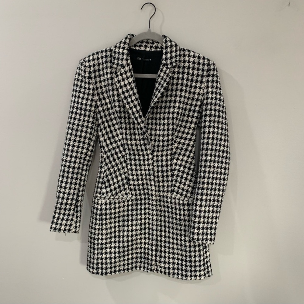 Zara Blazer Dress Structured Houndstooth
